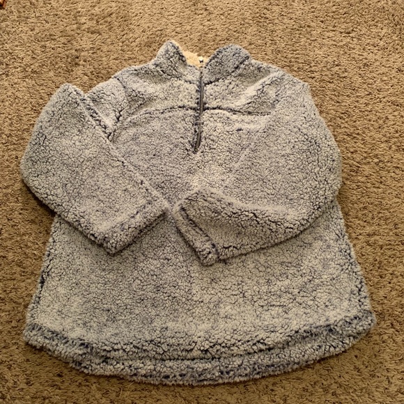 Green Tea Blue sherpa 1/4 zip pullover jacket - Picture 1 of 2